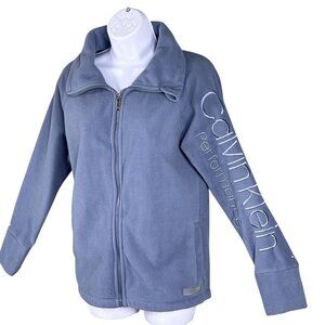 Calvin Klein Performance Women S Polar Fleece Jacket Baby Blue Full Zip SpellOut